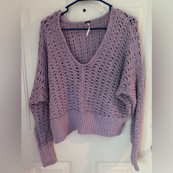 Free People Best Of You V Neck Sweater in Purple Moon size medium - Picture 3 of 7